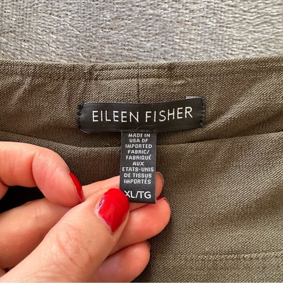 Eileen Fisher Woodland Green Washable Stretch Crepe Slim Crop Ankle Pants - Picture 5 of 9